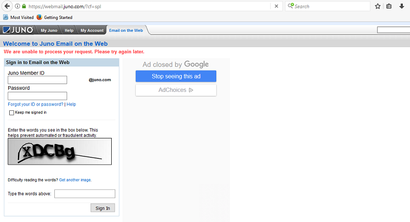 Juno Email Webmail Login